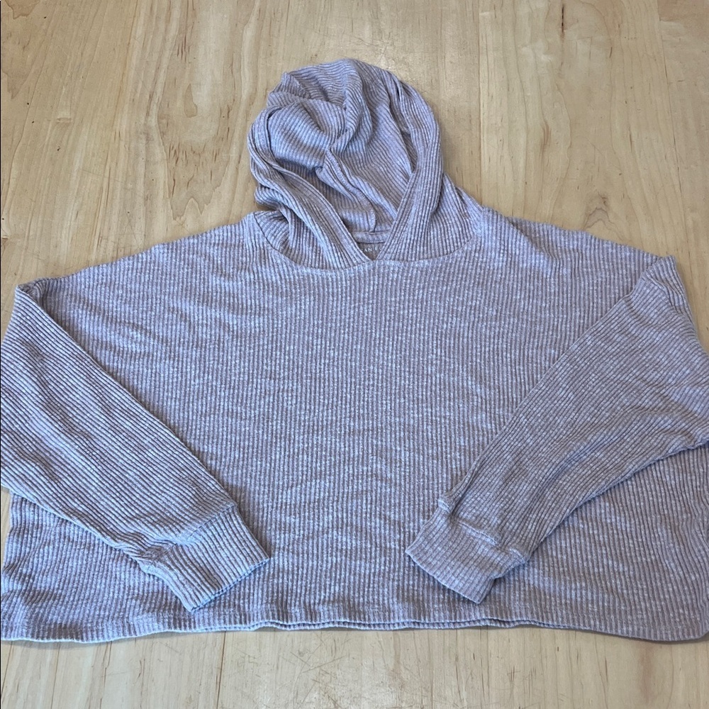 American Eagle Outfitters Striped Cropped Hooded Sweater